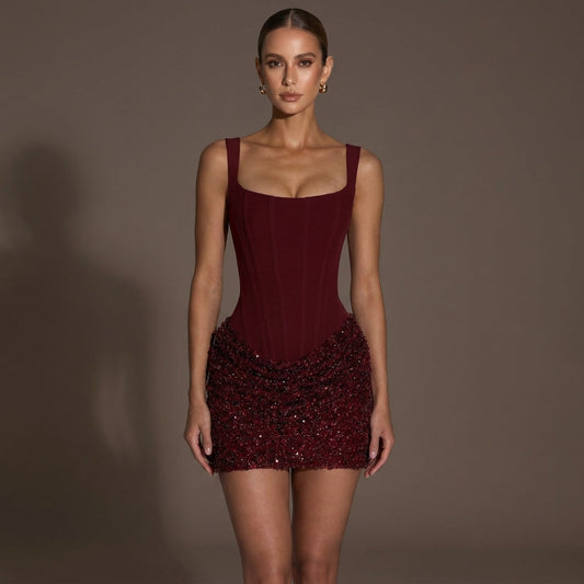 Blair Sequin Corset Lace-Up Mini Dress