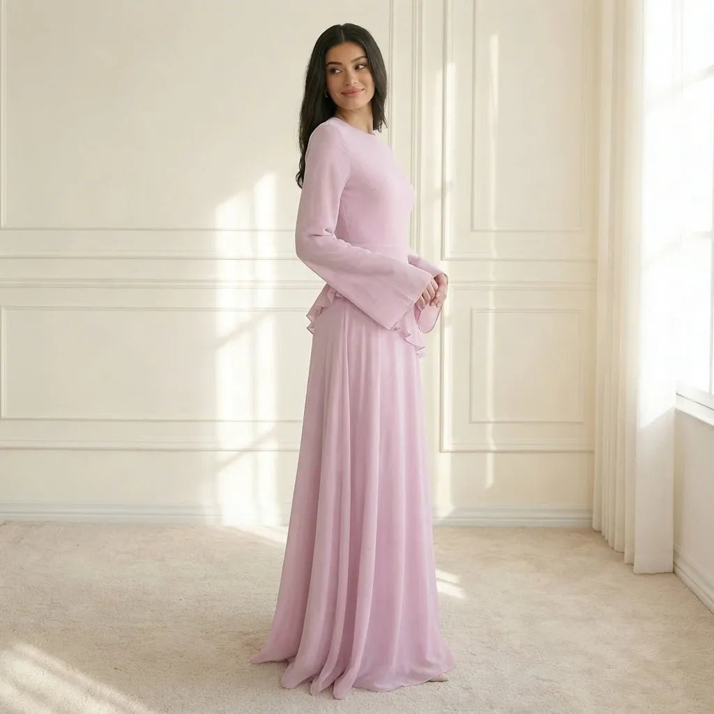 Flora Ruffle Long-Sleeve Maxi Dress