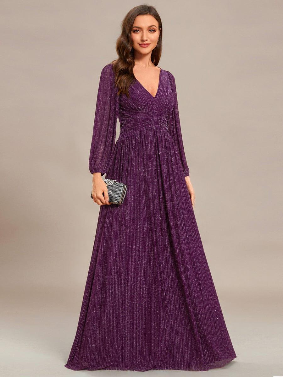 Sierra Sequin Gown - Empire Waist, Lantern Sleeve Formal Dress - photo 18