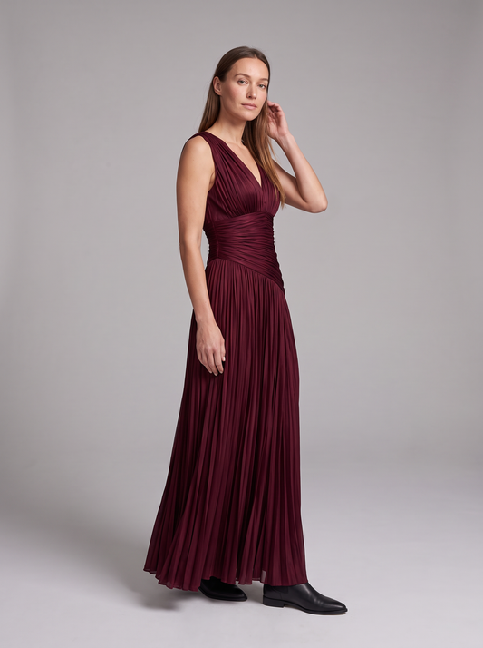 Winona Pleated Evening Maxi Dress