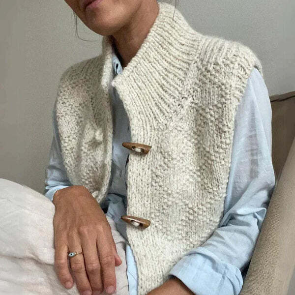 Knit Vest with Stand Collar for Layered Everyday Style - Photo 3