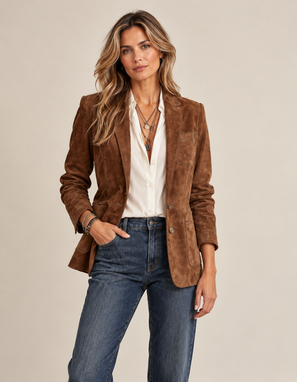 Rachel Button-Down Suede Blazer