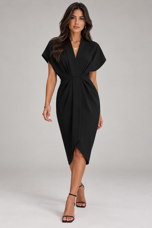 Georgia Wrap V-Neck Cocktail Midi Dress