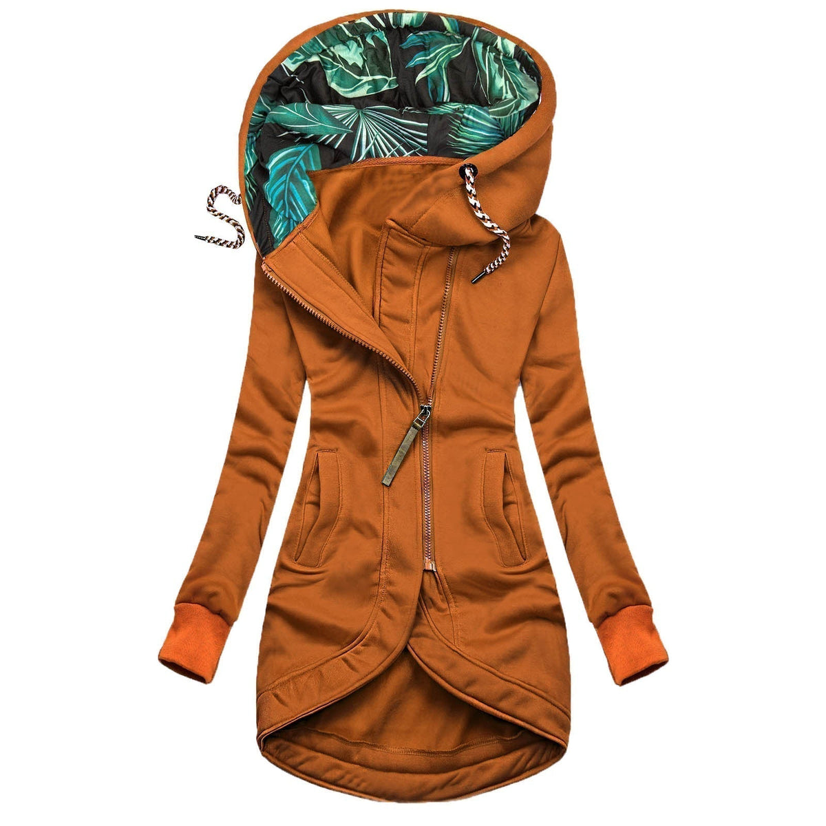 Waterproof Leaf Print Lined Hooded Jacket for Women 6