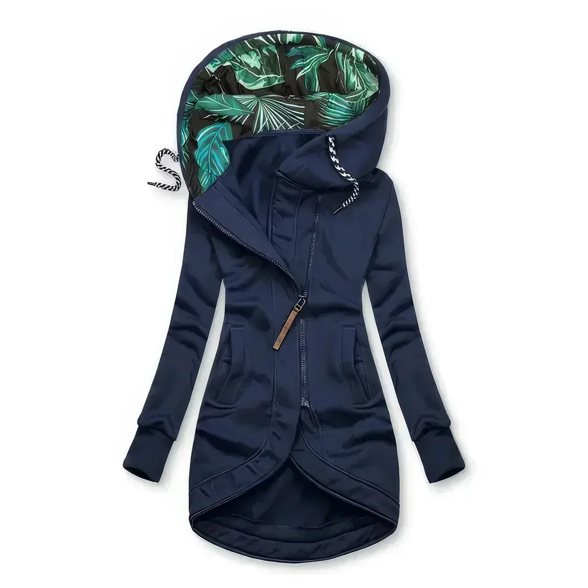 Waterproof Leaf Print Lined Hooded Jacket for Women 4