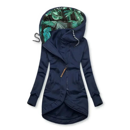 Waterproof Leaf Print Lined Hooded Jacket for Women 4