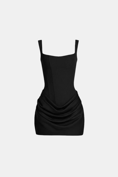 Adele Boned Bodice Square-Neck Mini Dress