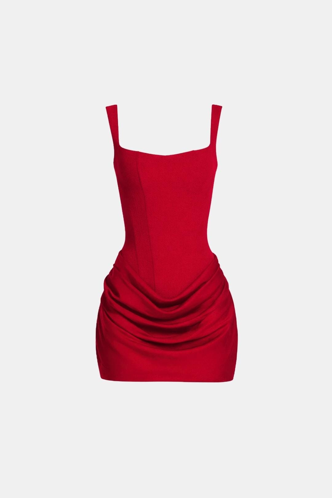 Adele Boned Bodice Square-Neck Mini Dress
