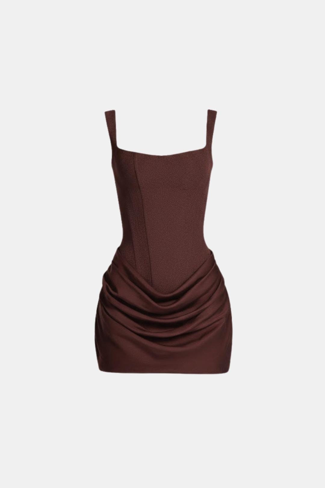 Adele Boned Bodice Square-Neck Mini Dress