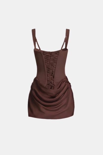 Adele Boned Bodice Square-Neck Mini Dress