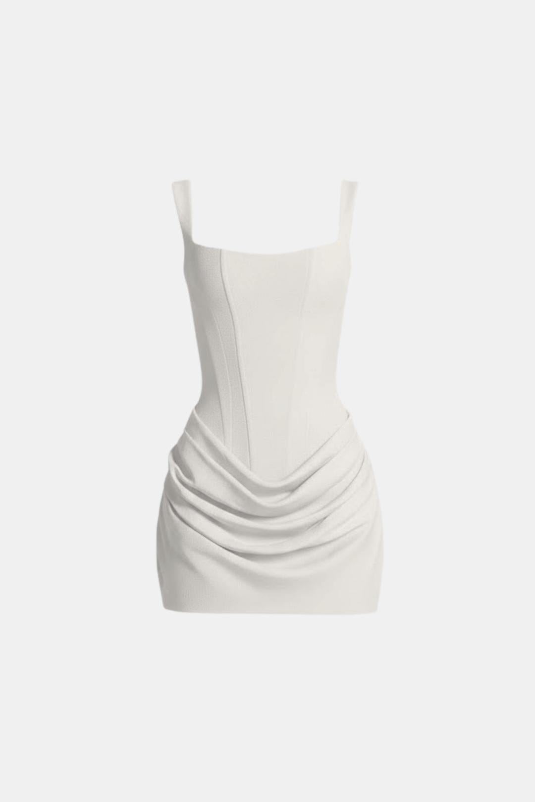 Adele Boned Bodice Square-Neck Mini Dress