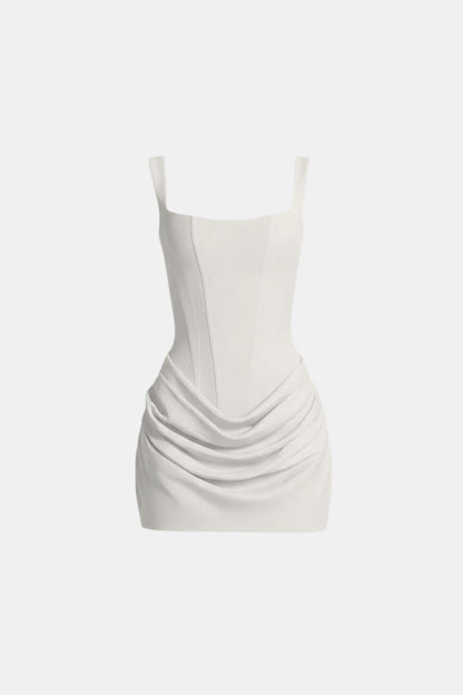 Adele Boned Bodice Square-Neck Mini Dress