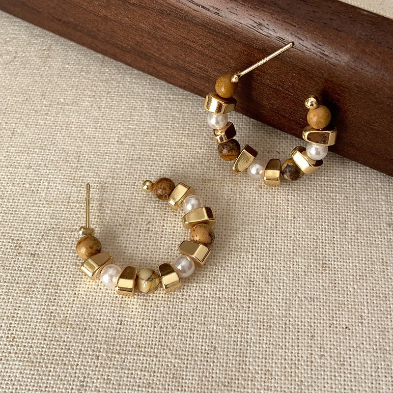 Amber Earthy Pearl Earrings