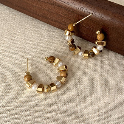 Amber Earthy Pearl Earrings
