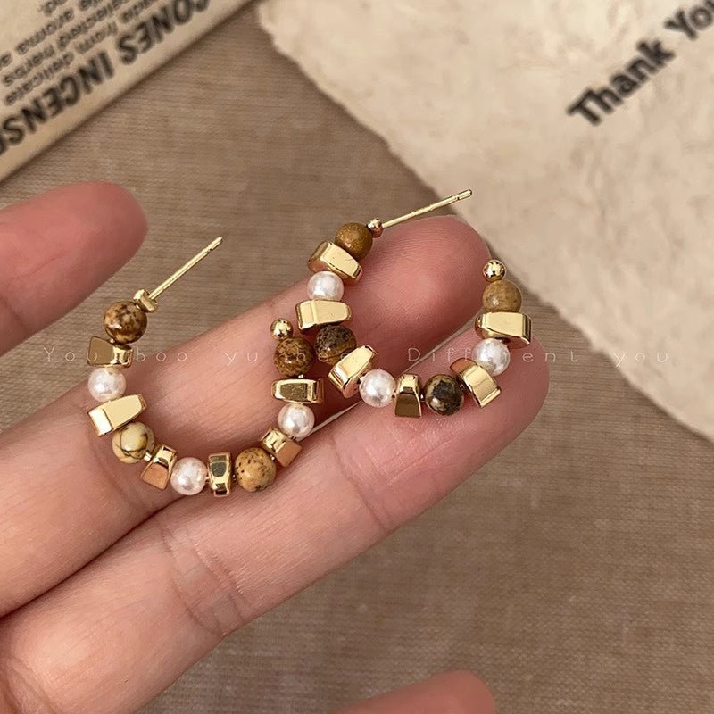 Amber Earthy Pearl Earrings
