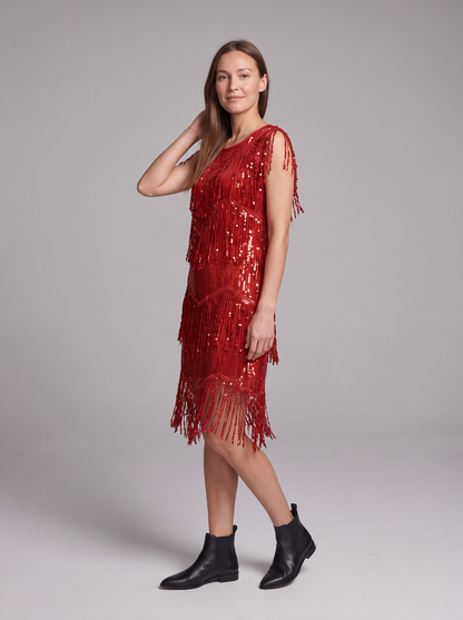 Aria Long-Sleeve Sequin Mini Dress