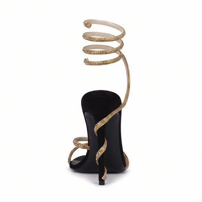 Astrid Rhinestone Ankle-Wrap Stiletto Heels