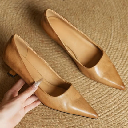 Ava Leather Pointed-Toe Pumps