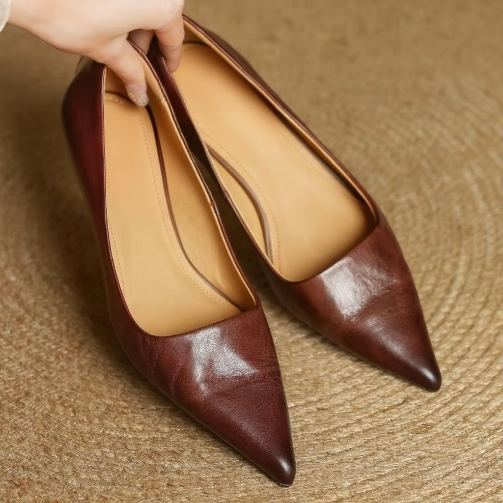 Ava Leather Pointed-Toe Pumps