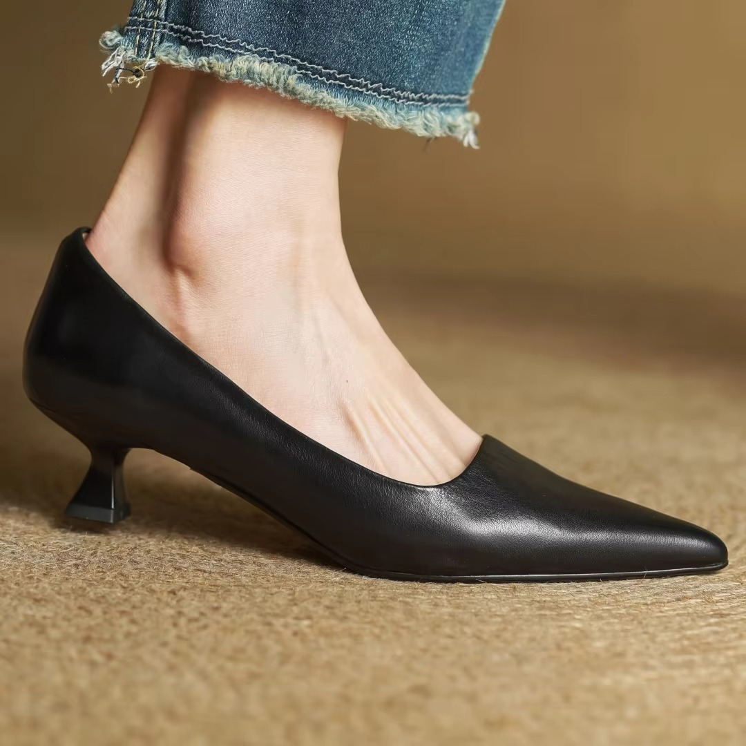 Ava Leather Pointed-Toe Pumps