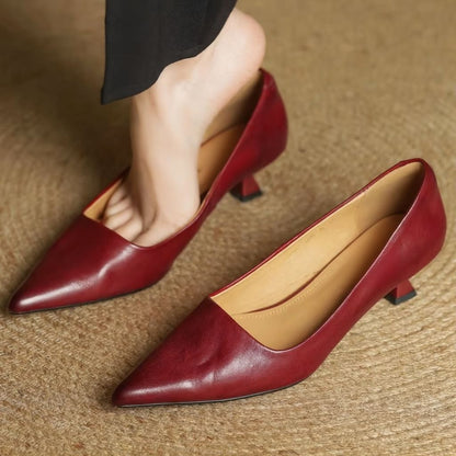 Ava Leather Pointed-Toe Pumps
