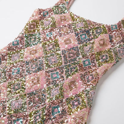 Beatrice Sequin Square-Neck Mini Dress