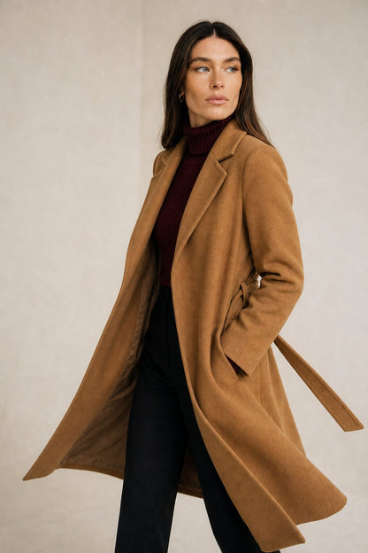 Belted Wool Midi Coat for Classic Women's Winter Layering - photo 2