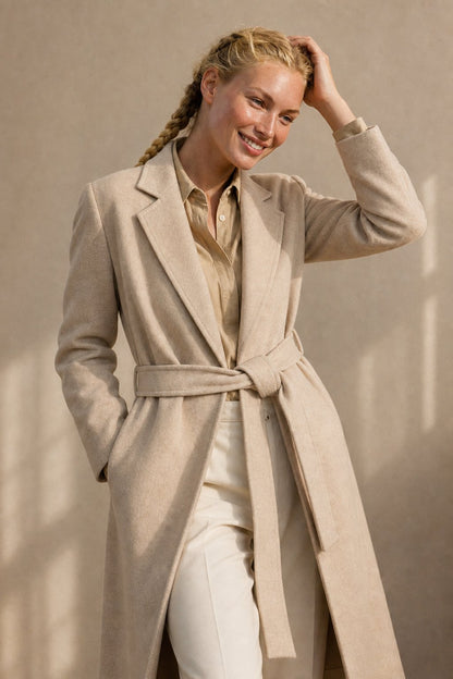 Belted Wool Midi Coat for Classic Women's Winter Layering - photo 3