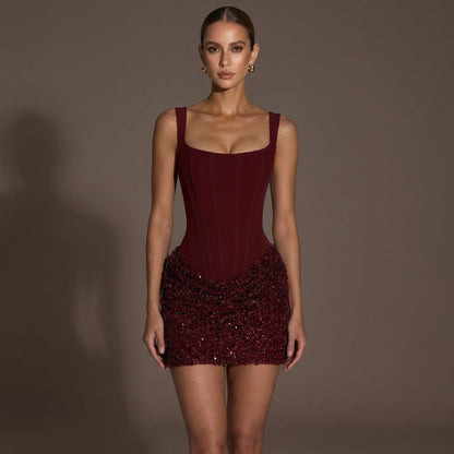 Blair Sequin Corset Lace-Up Mini Dress