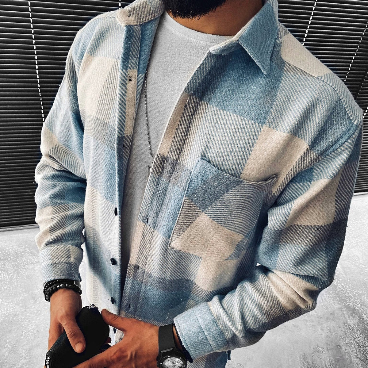 Callum Men's Plaid Button-Up Overshirt