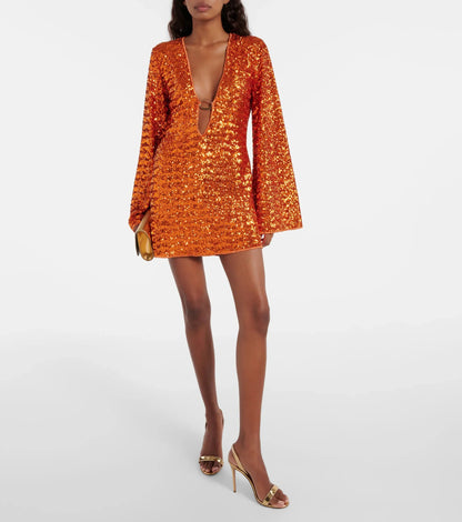 Cassia Sequin V-Neck Mini Dress