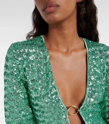 Cassia Sequin V-Neck Mini Dress