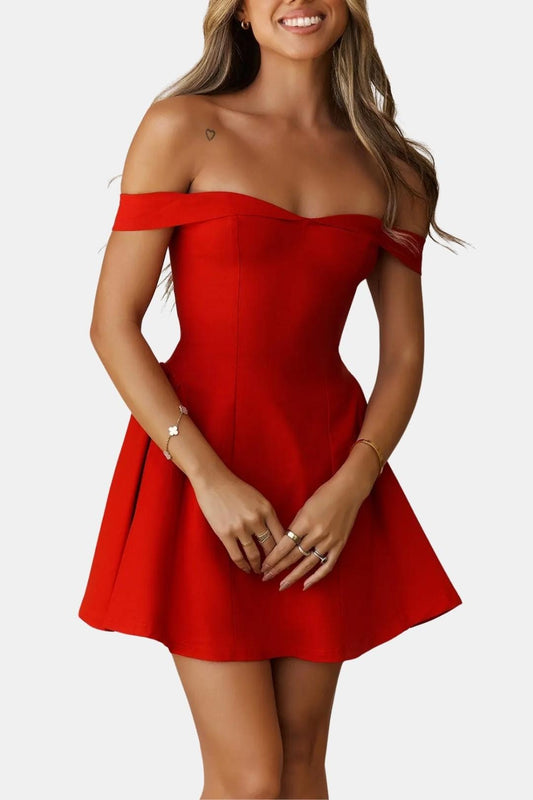 Cecily Off-Shoulder Flared Mini Dress