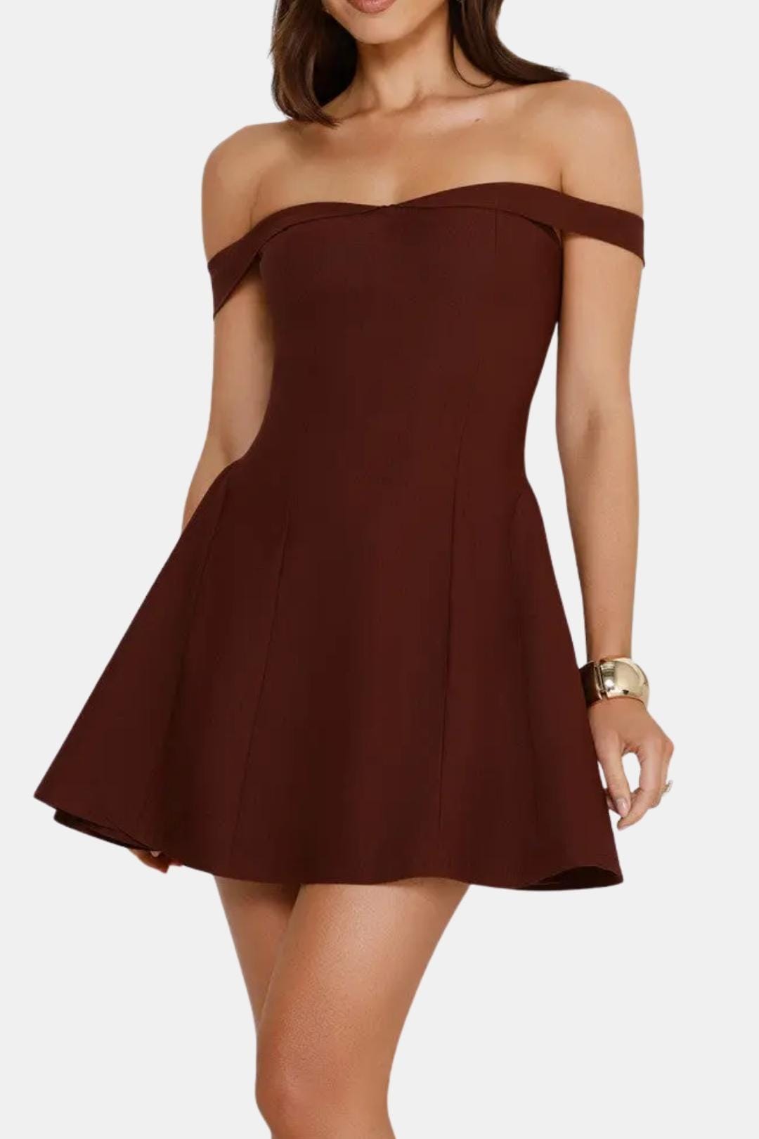 Cecily Off-Shoulder Flared Mini Dress