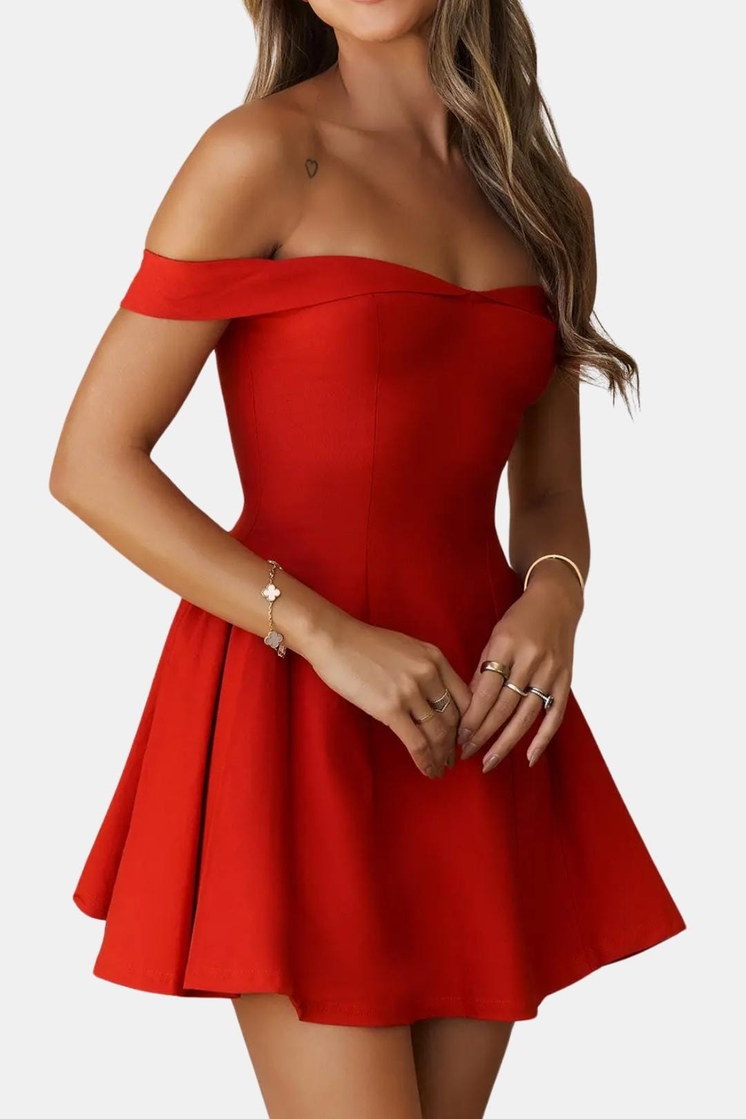 Cecily Off-Shoulder Flared Mini Dress