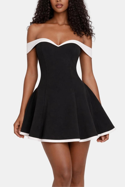 Cecily Off-Shoulder Flared Mini Dress