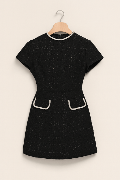 Coco Tweed Mini Dress with Pearl Pockets