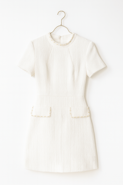 Coco Tweed Mini Dress with Pearl Pockets