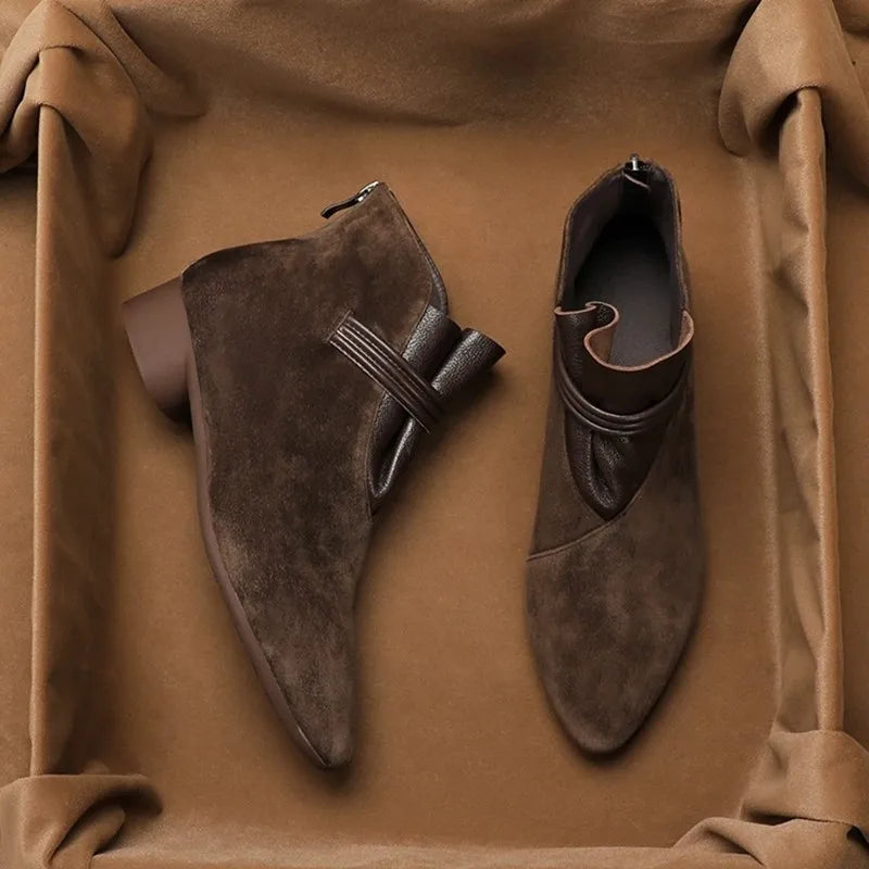 Crest Suede Ankle Boots with Side-Zip Closure for Women - photo 3