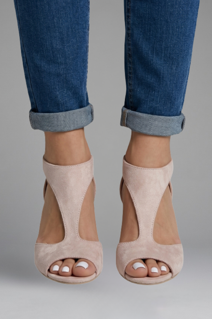 Cutout Peep-Toe Mid Heels with Slip-On Comfort Fit - photo 3