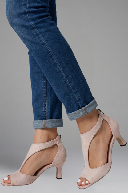 Cutout Peep-Toe Mid Heels with Slip-On Comfort Fit - photo 4