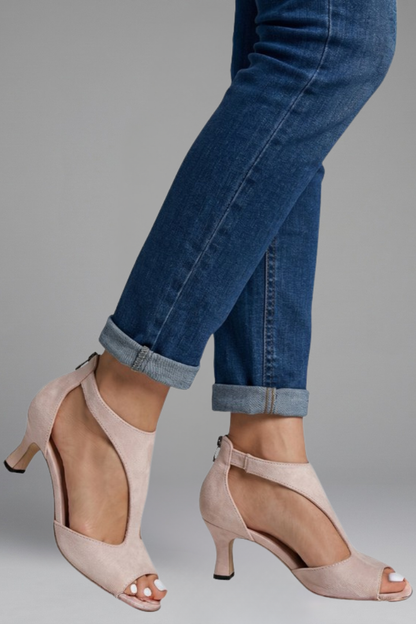 Cutout Peep-Toe Mid Heels with Slip-On Comfort Fit - photo 5