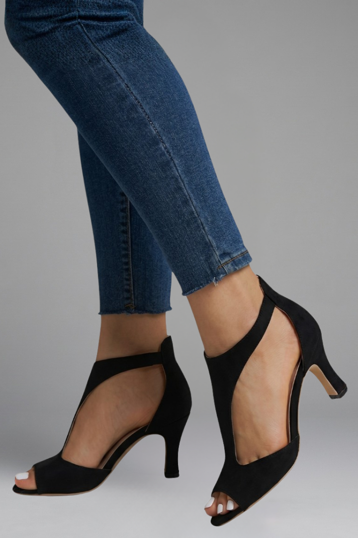 Cutout Peep-Toe Mid Heels with Slip-On Comfort Fit - photo 7