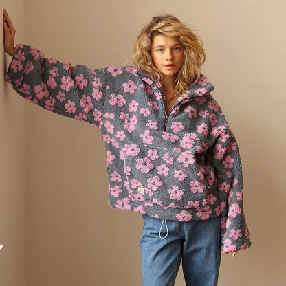 Daphne Floral Fleece Half-Zip Jumper