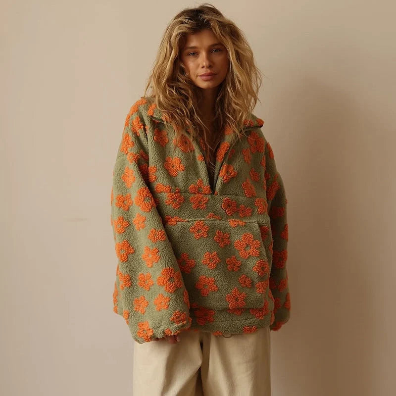 Daphne Floral Fleece Half-Zip Jumper