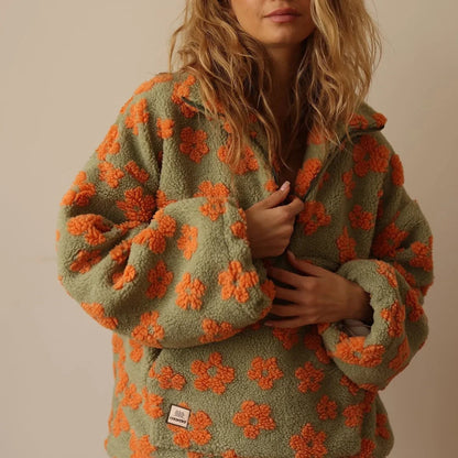 Daphne Floral Fleece Half-Zip Jumper