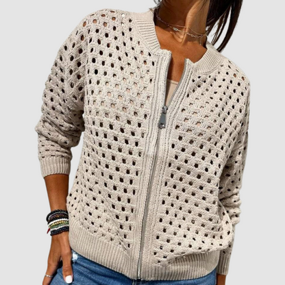 Desiree Premium Knitted Cardigan with Hollow-Knit Design - photo 1