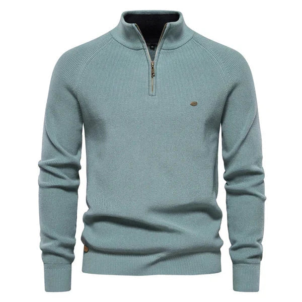 Edmund Men's Cotton Quarter-Zip Knit Jumper