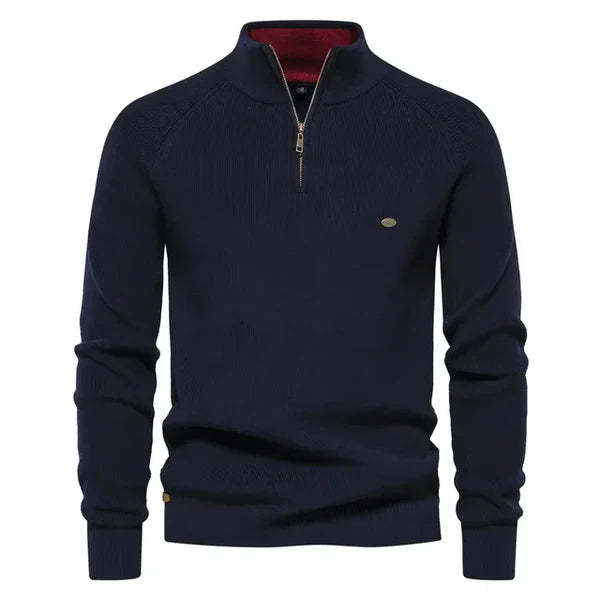 Edmund Men's Cotton Quarter-Zip Knit Jumper