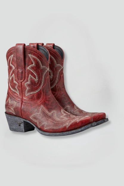 Embroidered Western Boots with Pull-On Mid-Calf Fit - photo 1